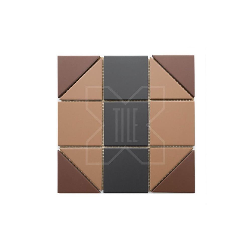 Мозаика керамическая сетка 30х30 см цвет: 04 карамель, 14 черный, 20 кирпичный