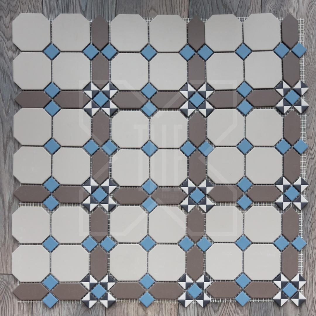 Мозаика керамическая Париж сетка 24,8х24,8 см цвета: 01 бежевый, 11 голубой, 14 черный, 16 белый, 29 коричневый