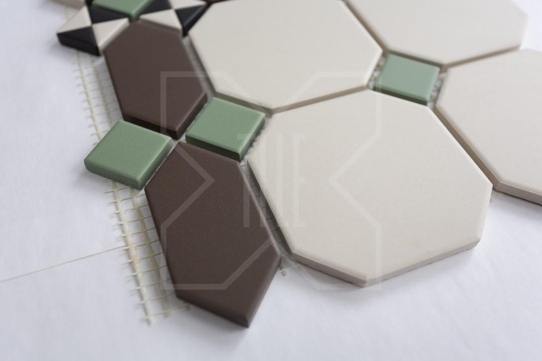 Мозаика керамическая Париж сетка 24,8х24,8 см цвета: 14 черный, 16 белый, 28 зеленый, 29 коричневый