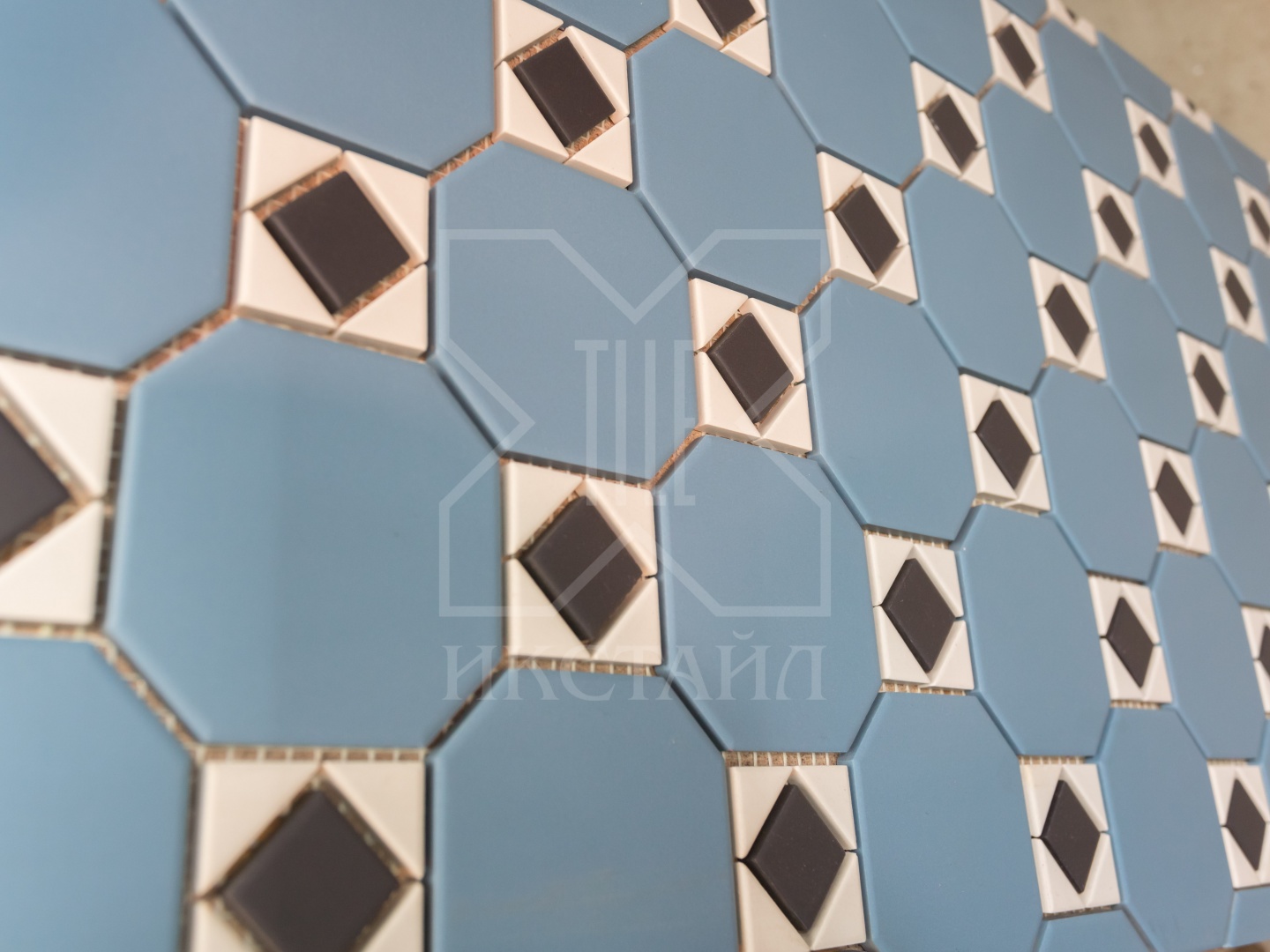 Мозаика керамическая сетка 30,7х30,7 см, цвет: черный, синий, серый