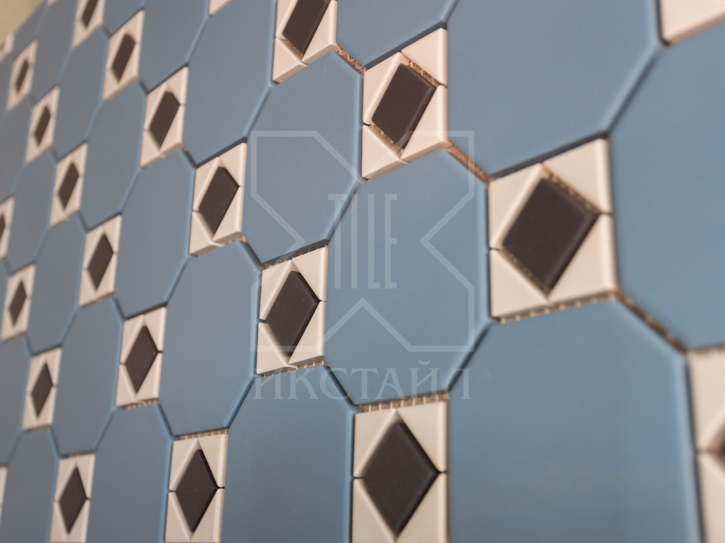 Мозаика керамическая сетка 30,7х30,7 см, цвет: черный, синий, серый