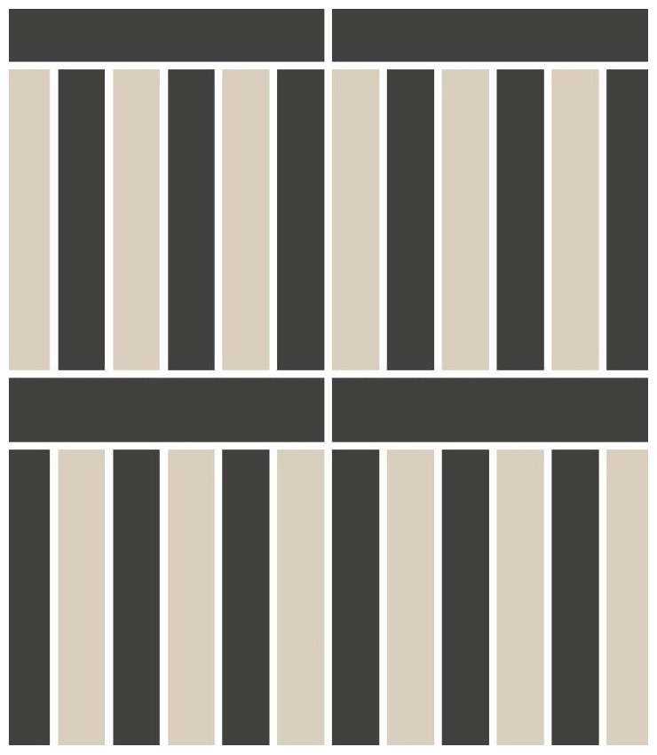 Мозаика керамическая сетка 30х34,6 см цвет 16 белый и 14 черный